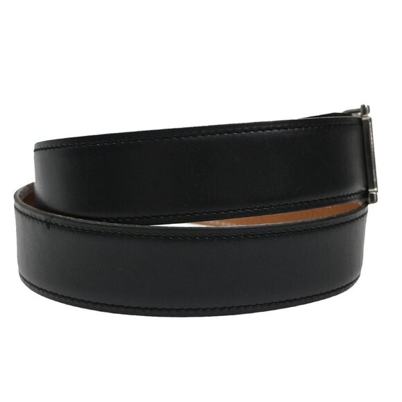 HERMES H Logo Constance Reversible Buckle Belt #75 Leather Black Silver 84RL373 - Picture 4 of 12